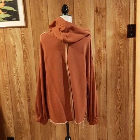 🎃POL Orange French Terry V-Neck Hooded Sweatshirt (L)🎃 - Picture 5 of 8